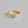 Anelli nuziali in oro giallo 5 mm Lab Diamond Stone Classic Luxury Six Claw 925 Silver Ring per Women Engagement Fashion Jewelry R04307F