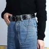 Cintos Personalidade Punk Pin Long Fivele Alloy Men Double Row Belt Chain Cintura Jeans Decorativa Decorativa