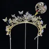 Haarklammern Vintage Braut -Tiaras Kristallkronhaarbänder elegante Blumenkranz Tiara Hochzeitszubehör Braut Stirnband Schmuck Schmuck