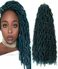 Ombre zielony niebieskie kręcone szydełkowe włosy syntetyczne przedłużenie plecionki falistą bogini Faux Locs 18 -calowe miękkie strach Dreadlocks 2204026331753
