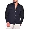 Men's Casual Shirts 2023 European And American Cotton Linen Cardigan Front Pocket Clothing Men Top Shirt