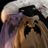 Мужские капюшоны дьявол рог -капюшона Пара мужчин, соответствующая негабаритной толстовке аниме повседневная Zip Up Y2K Halloween Party Streetwear