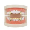 Grillz dental de cobre integral Grillz vampiro punk dentes caninos Conjunto de jóias Hip Hop Mulheres Meninas de ouro Acessórios de churrasqueiras 22215