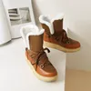 Botas Ymechic Winter 2023 Plataforma de pelúcia quente Mulheres cunhas Sapatos Cruz Strap Design Amarelo Black Ankle Snow para 43