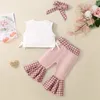 Set di abbigliamento per bambini piccoli vestiti estivi canotte senza maniche con pantaloni a campana fascia 3pcs outfit