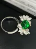 Cluster anneaux hjy2023 tsavorite ring fine bijoux 18k or natural non connu 4.24ct Gemstones diamants mariage féminin mariage