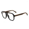 Sunglasses Frames Men's Eyeglasses Frame Oversized Wood Optical Glasses Men Square Retro Eye Myopia Prescription Lens