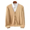 Pulllaes pour hommes Color Color Cardigan V Sweater Noup