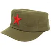 Berets Embroidery Star Military Cap For Adult Kids Role Play Army Hat Adjustable Long Brim Flat Top Unisex Activity Travel