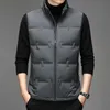 Men's Vests High end down vest for men's autumn and winter warmth shoulder stand up collar jacket high-end sense clothing