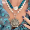 Perle Vintage Horse Coin Pendant Choker Clavicule Chain de chaîne pour femmes Girl Punk Collares Gift Aesthetic Bijoux 231222