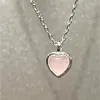 Pendant Necklaces Sweet Pink Crystal Zircon Heart Necklace For Women Silver Color Metal Chain Wedding Jewelry Party Accessories Vintage