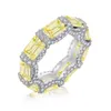 S925 Anello di diamanti giallo in argento sterling per lussuoso fiore di ghiaccio super scintillante tagliato ad anello zircone da zircone 8A ad alto diamante