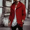 Men's Jackets Button Pockets Hooded Coats Long Woolen Trench Coat 2024 Fashion Casual Overcoat Plus Size Hoodies