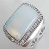 Ogromny biały ogień Opal Silver Crystal Pierścień męski rozmiar 7 8 9 10205x