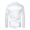 Men's Casual Shirts Button Front Shirt Smooth Silky Satin Formal Business With Long Sleeve Turn-down Collar Single-breasted For Club