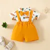 Kledingsets Pasen geboren Baby Boy Bowtie Romper Suspender Shorts Set Infant Korte mouw Rapelkraag Tops Shirt Outfit