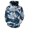 Hoodies masculinos capuz de camuflagem impressa em 3D com suéteres da moda do chapéu de chapéu elegante Y2K Casual Opeversize Clothing Clothing