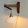 Lampa ścienna japońska vintage cicha, wymobiona składana sypialnia Bedear Bezprzewodowe zdejmowane drewniane ramion ramion ramion