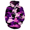 Hoodies masculinos capuz de camuflagem impressa em 3D com suéteres da moda do chapéu de chapéu elegante Y2K Casual Opeversize Clothing Clothing