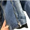 Men's Jackets American Style Retro Jacket Design Zipper Denim Blue Washed Stand Collar 2024 Spring Men Padded Y2K Outwear