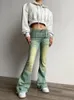 Jeans femminile Adagirl Black Pants svasati Donne Y2K Cintura di moda sciolta Calta di stivale alta taglio Slouchy Harajuku Causal Ladies Pantaloni