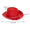 Bérets ajusté Western Big Eaves Brown Red Felt Cowboy Hat cool pour Halloween Costume Accessories Propre-up Party