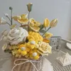 Flores de casamento Tea de abacaxi gelado Tecido artificial de tecido de bouquet Buquet Mariage malha de malha tecida para amantes