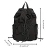 School Bags Versatile Ruched Drawstring Backpack Large Capacity Pack For Girl College Travel Students Nylon Bag Solid Color