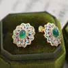 Boucles d'oreilles étalon creux fleur fleur or plaqué élégant semi-précieux boucle d'oreille en pierre pour femmes bijoux de luxe cadeau d'anniversaire