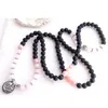 MG0987 Trendy Design 6 MM Rose Quartz Lava Stone Armband Women's Pink Opal 108 Mala Ohm Charm Armband3127