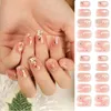 Valse nagels 24 stks kerstnagelpers op tips sneeuwvlok korte nep draagbare ballerina acryl kunstmatige full