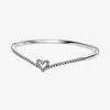 High Polonais 100% 925 Silver Sterling Sparkbone Heart Bangle Women Fashion Wedding Engagement Bijoux Accessoires 242U