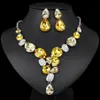 Mode Österrike kristallsmycken sätter silverpläterad kedjehalsband droppörhängen sätter smycken party kostymtillbehör kvinnor258s