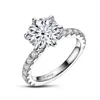 ANZIW 925 STERLING SLATER 4CT ROUND ROW RING PARA MULHERES 6 pontas de noivado de diamante simulado Jóias