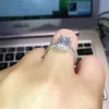 AAA Natural Moissanite S925 Cor para mulheres Fine Anilos de Gemstone Cushion Zirconia prata 925 jóias anel243n