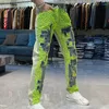 Jeans masculin Couleur Couleur contrastée maillage Pantalon denim personnalisé Pantalon couleurs couleurs polyvalentes Jean élastique droit pour hommes