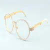 19 Nieuwe luxe ronde frame diamantglazen Framet19900692Retro mode decoratieve glazen frame natuurlijke witte hoorns spiegelpoten orn255z