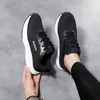 Hot Sale Women Running Shoes Mesh Lace-Up Flat Comfort Black Pink Shoes Mens Trainers Sports Sneakers Size 36-40