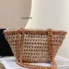 10A Mirror Quality Designer Portable Vegetable Basket Straw Bag Luxury Chain Bag Shoulder Bag 36cm Handwoven Eco-friendly Bag Wallet with Box