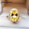 100% 925 argent sterling ovale coupe citrine simulée diamants de Moissanite Ring Women Wedding Party Fine bijoux entier Cluster Ri2448