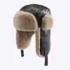 Bérets Hiver Faux Fur Bomber Windprooter Hat For Women Men Men Outdoor Épaissinet Warm Oreau pilotes Pilote Russe Ski Chapeaux de ski