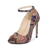 Dress Shoes 11 cm Fashion Women High Heel Pumps Ladies Peep Toe Stiletto Sexy OL Model Printing 35-46 A24-44