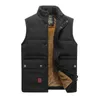 Men's Vests and old men's Plush waistcoat with stand collar thick suit loose vest sleeveless thermal jacket