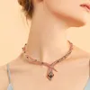 Viennois Rose Gold Color Naszyjnik wąż dla kobiet Naszyjniki dławiki kryształowe naszyjniki w łańcuchu