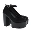 Klänningskor Kvinnor Faux Suede Leather Casual Ankle Strap Pumps Ladies Platform High Heel Size 35-42