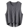 Women's Vests Thickened front short back long new autumn/winter wool women's sleeveless slit knitted round neck bottom sweater