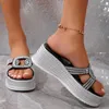 Slippers Summer Femmes Crystal caliers Chaussures 2024 High Heels Flip Flops Designer Brand Open Toe Beach Pumps Mujer Slides