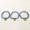 SN1108 Высококачественный браслет ручной работы Blue Aventurine Bracelet Antique Brass Om Buddha Lotus Bracelet Bired для HIM2547