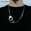 Huanzhi vintage punk handbojor pendell länk klassisk hip hop silver färg enkel stil par halsband för män smycken262w